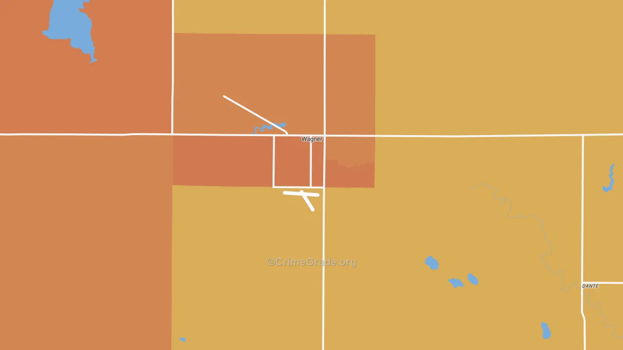 Wagner, SD Map of Burglary Rates