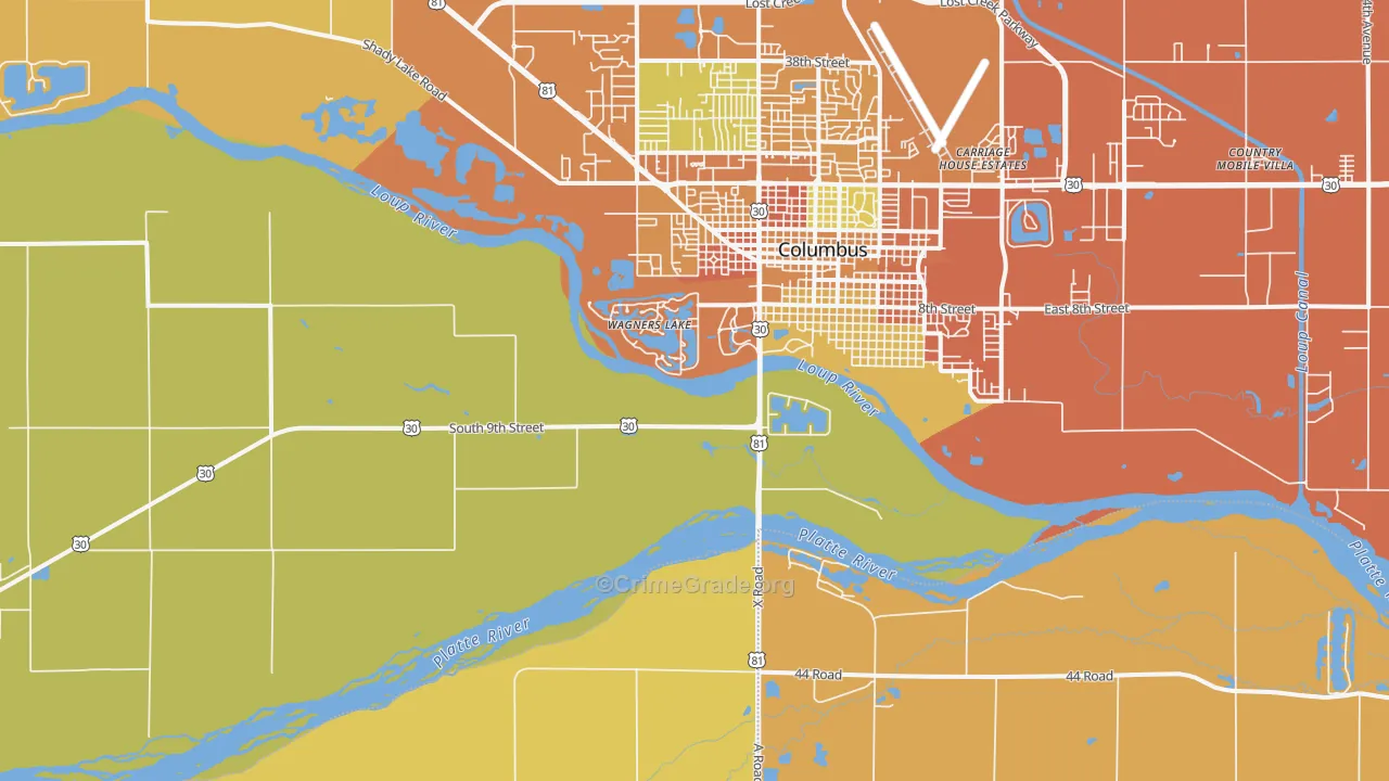 Wagners Lake, NE Map of Burglary Rates
