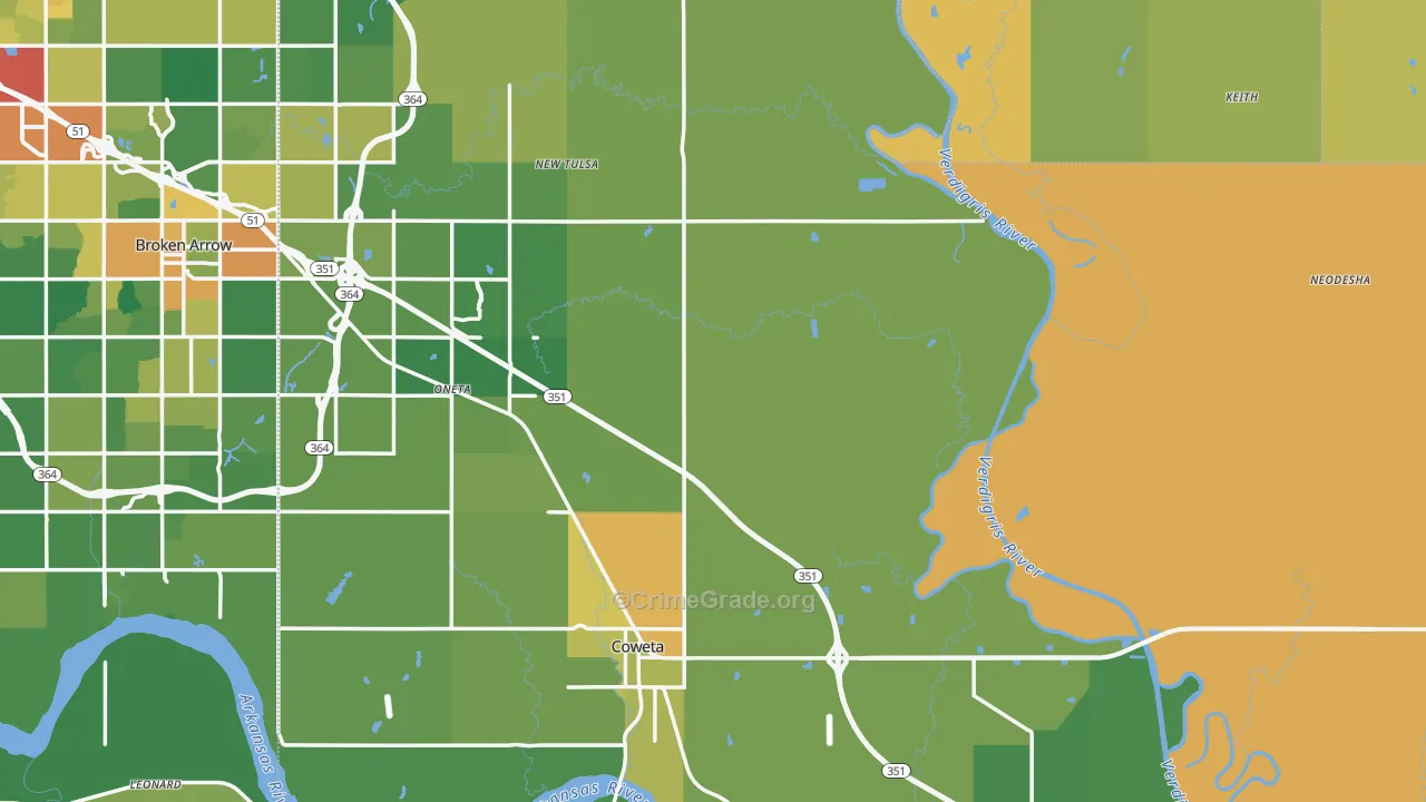 Wagoner County, OK Map of Burglary Rates