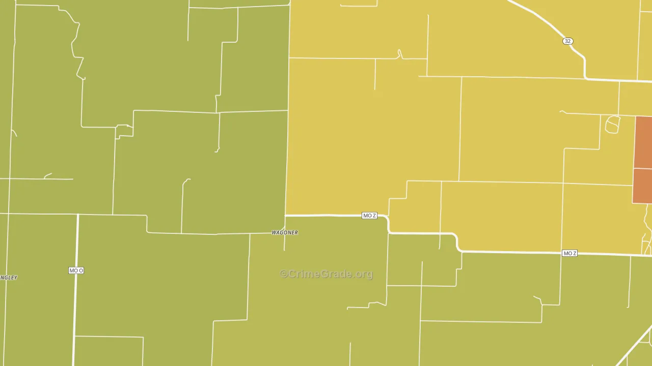 Wagoner, MO Map of Burglary Rates