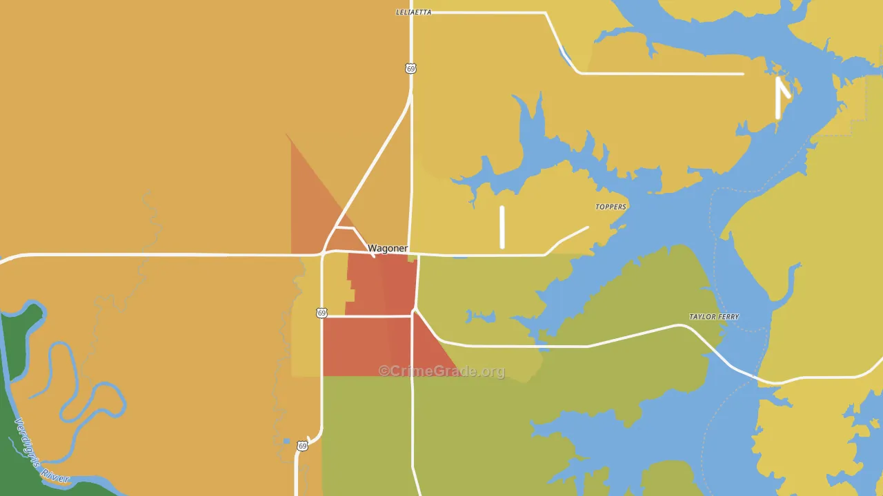 Wagoner, OK Map of Burglary Rates
