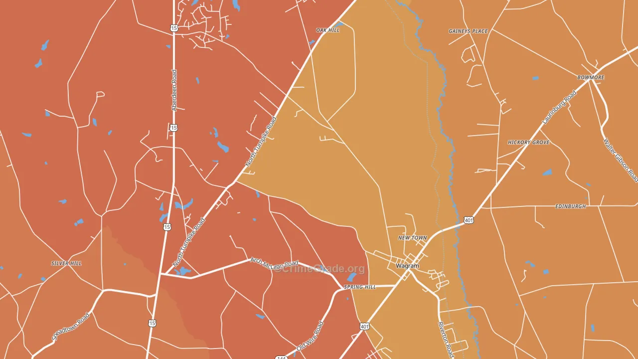 Wagram, NC Map of Burglary Rates