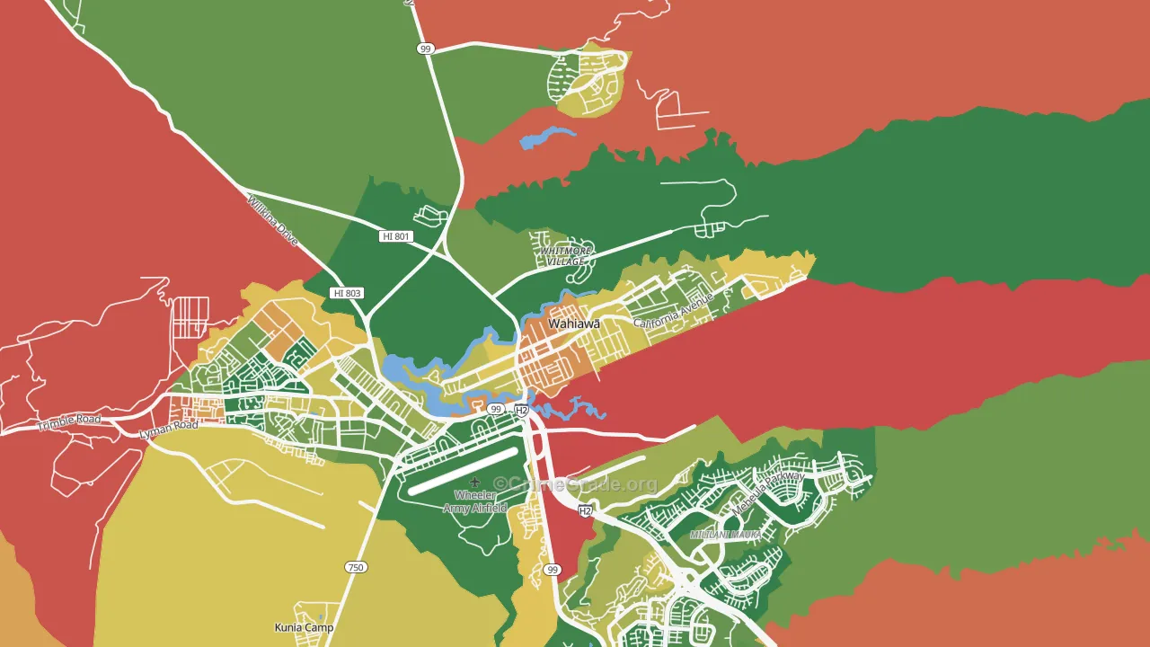 Wahiawa, HI Map of Burglary Rates