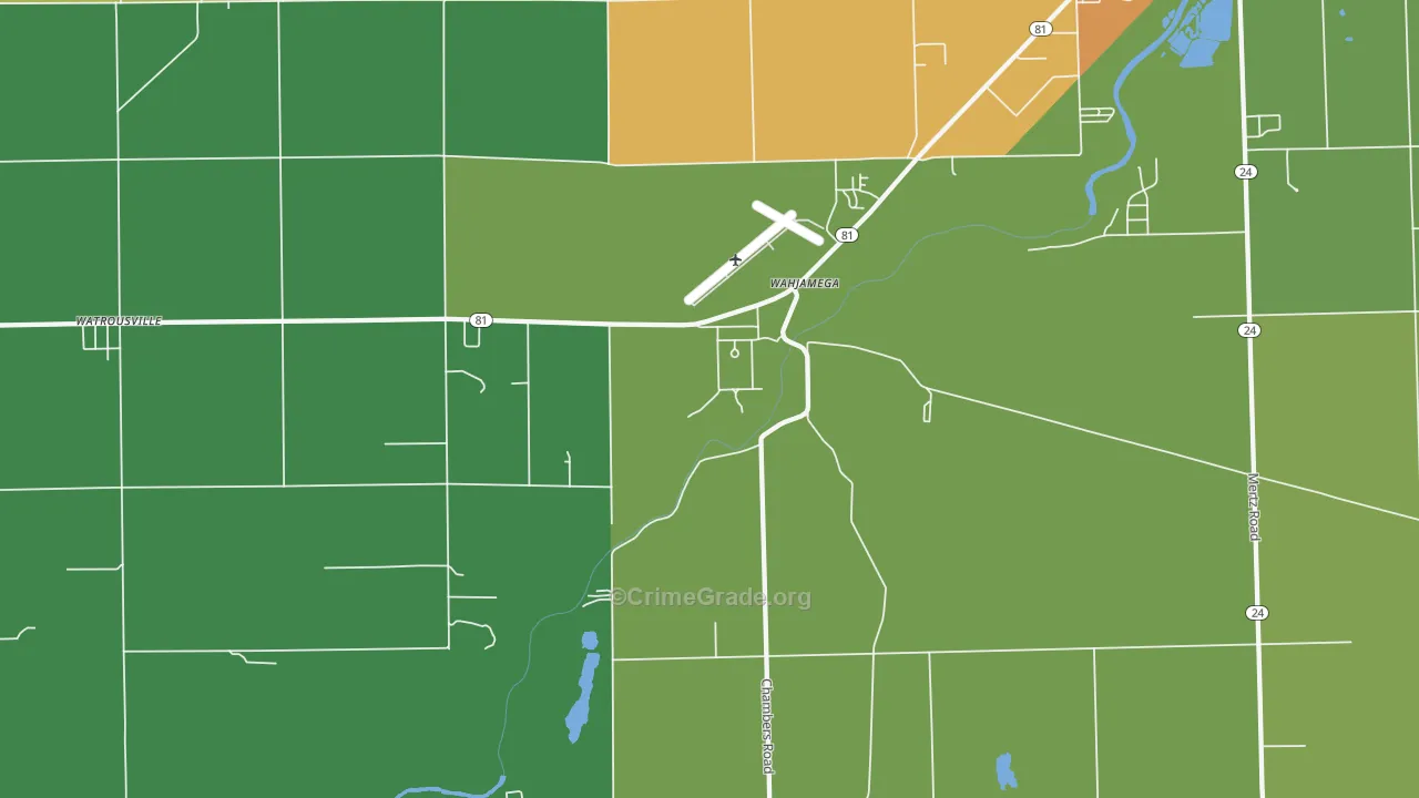Wahjamega, MI Map of Burglary Rates