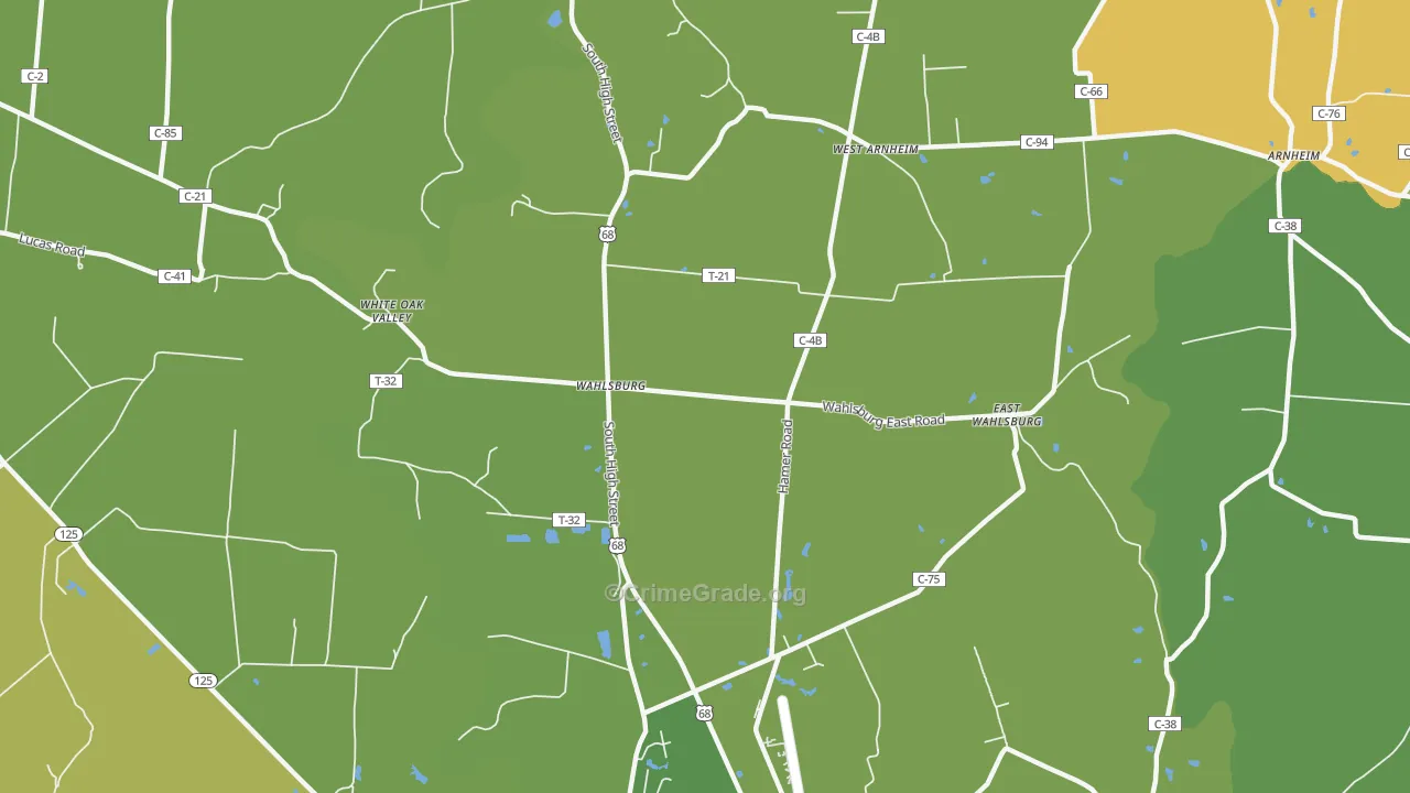 Wahlsburg, OH Map of Burglary Rates
