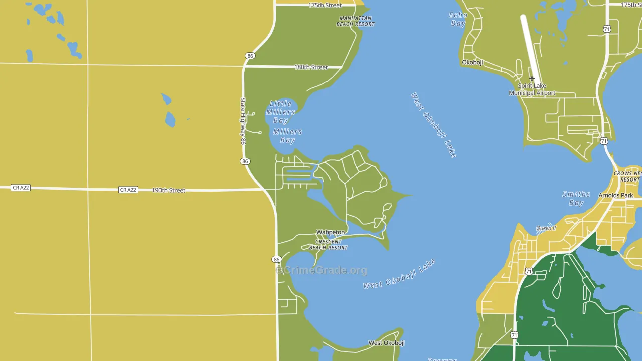 Wahpeton, IA Map of Burglary Rates