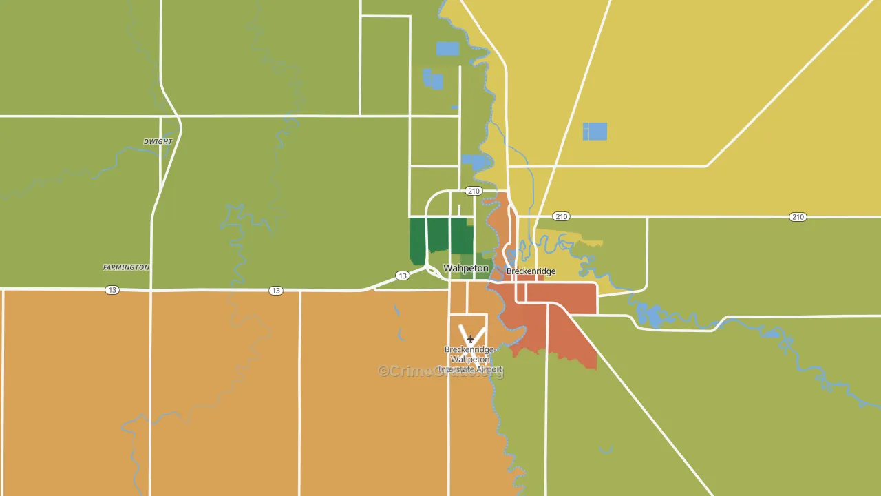 Wahpeton, ND Map of Burglary Rates