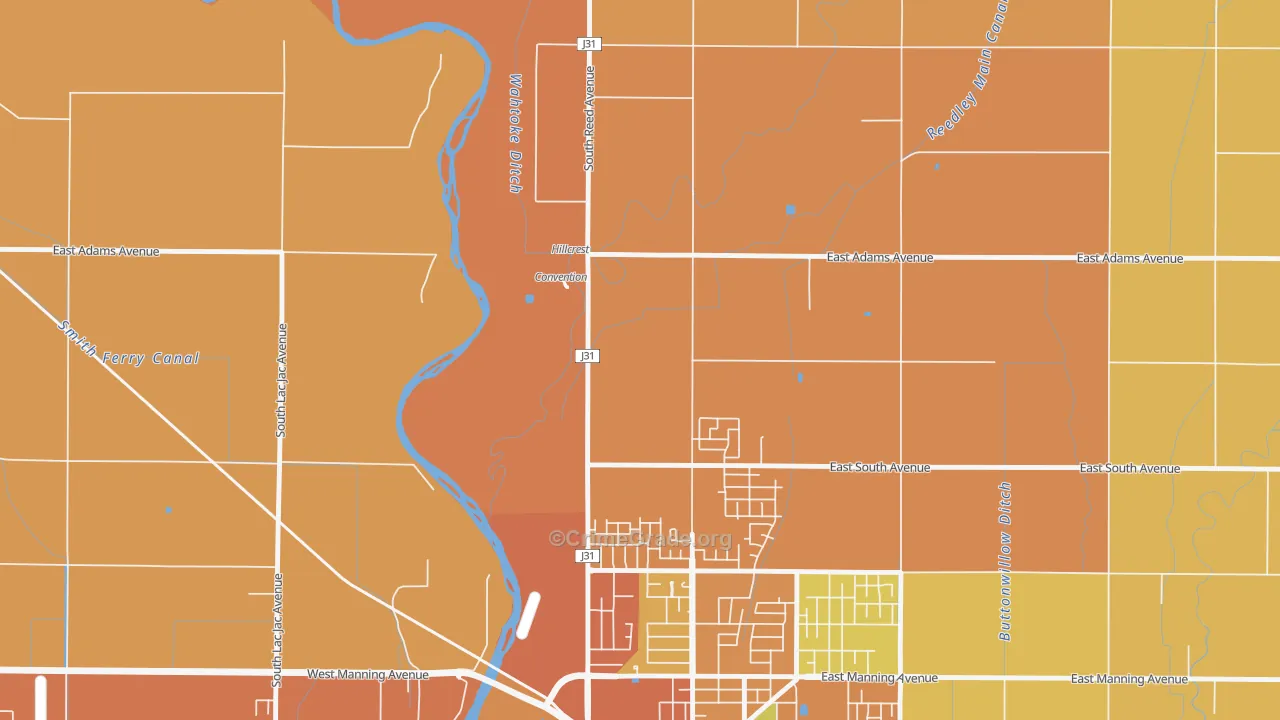 Wahtoke, CA Map of Burglary Rates