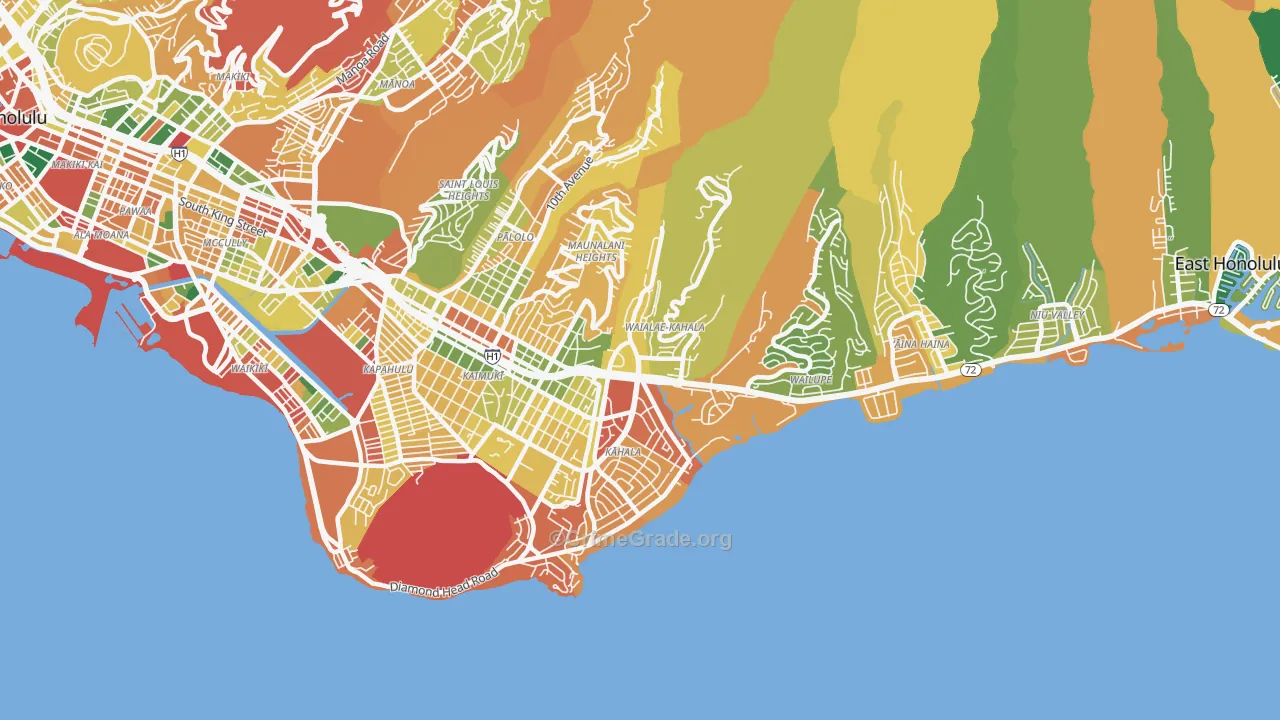 Waialae-Kahala, Honolulu, HI Map of Burglary Rates