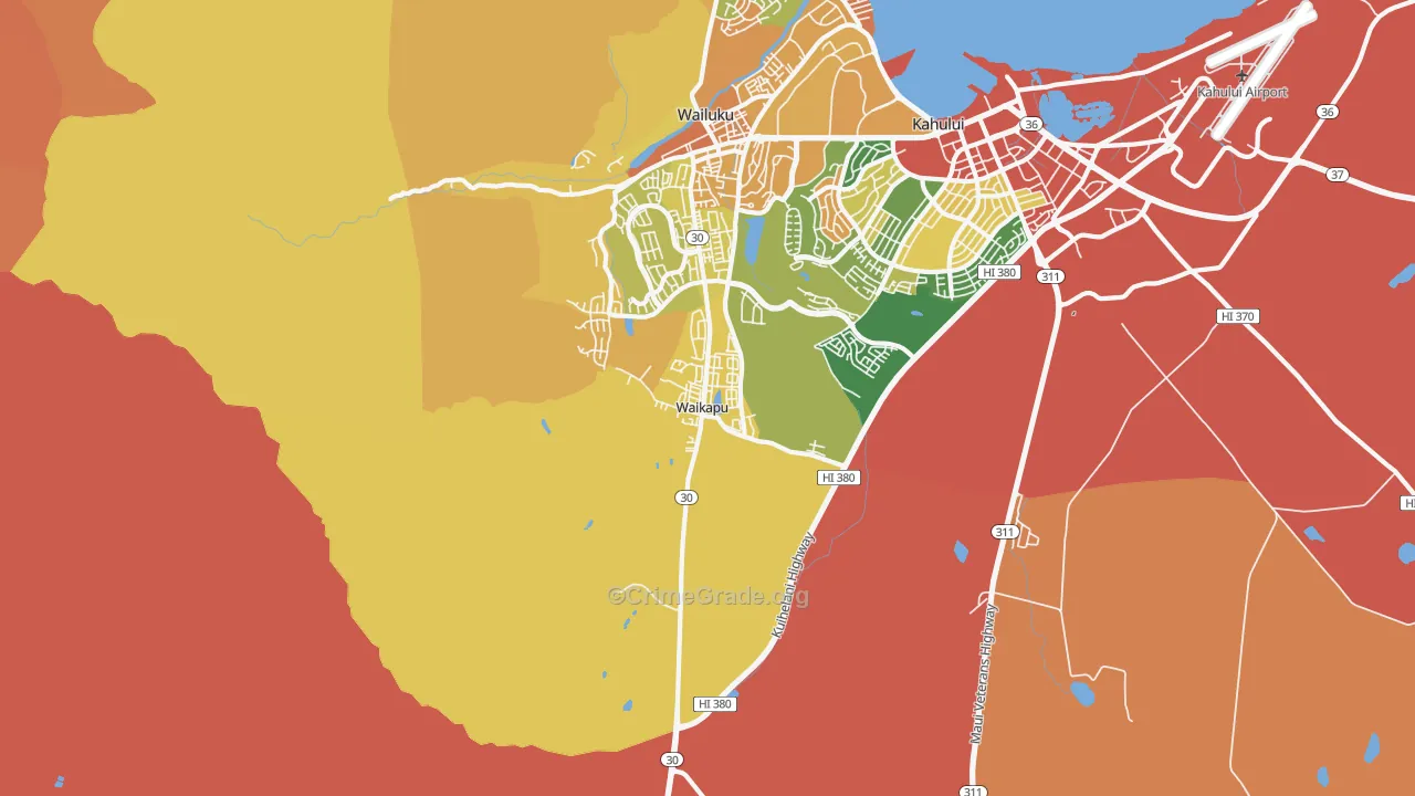 Waikapu, HI Map of Burglary Rates