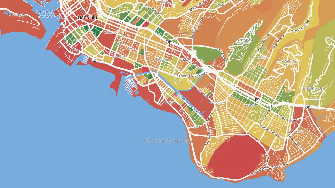 Waikiki, Honolulu, HI Map of Burglary Rates