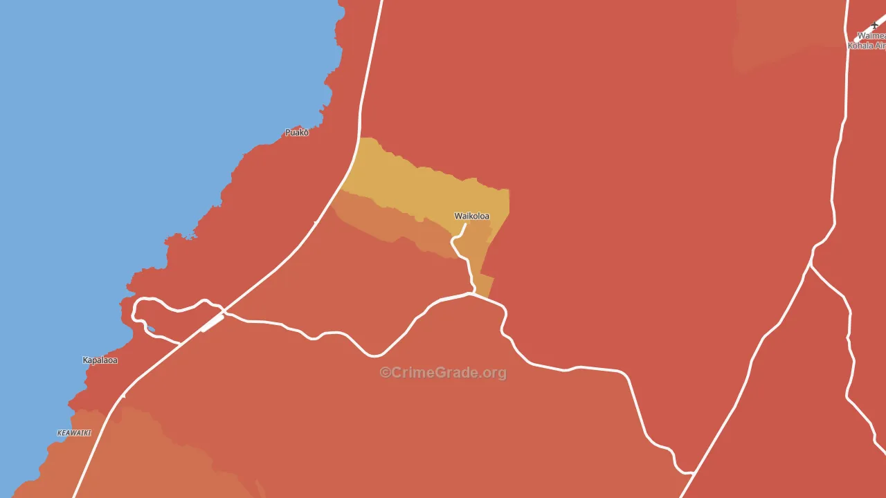 Waikoloa, HI Map of Burglary Rates