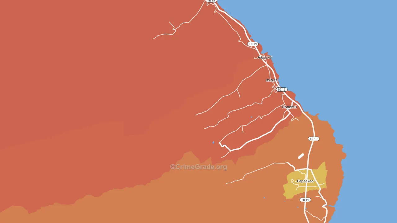 Wailea, HI Map of Burglary Rates
