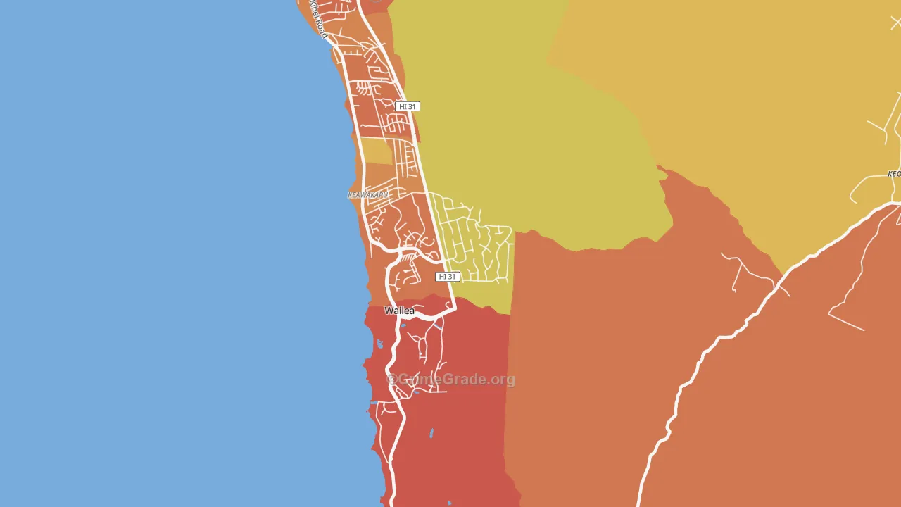 Wailea, Kihei, HI Map of Burglary Rates