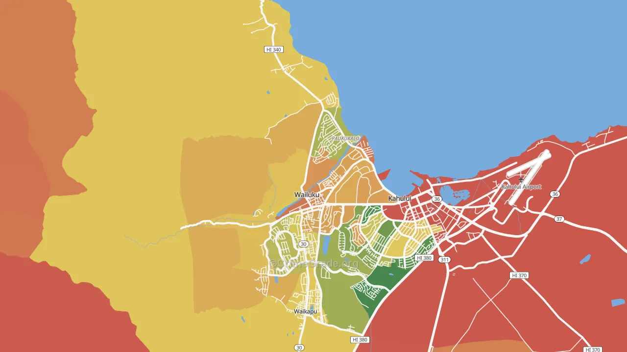 Wailuku, HI Map of Burglary Rates