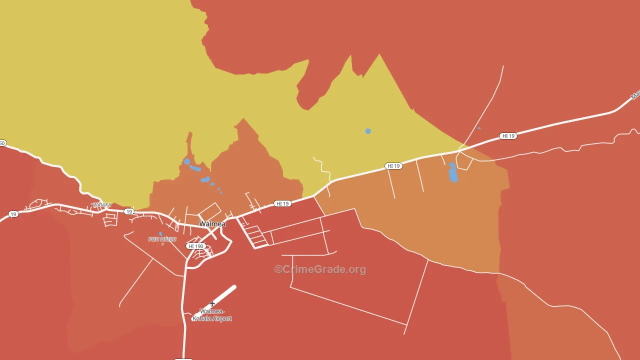 Waimea, HI Map of Burglary Rates