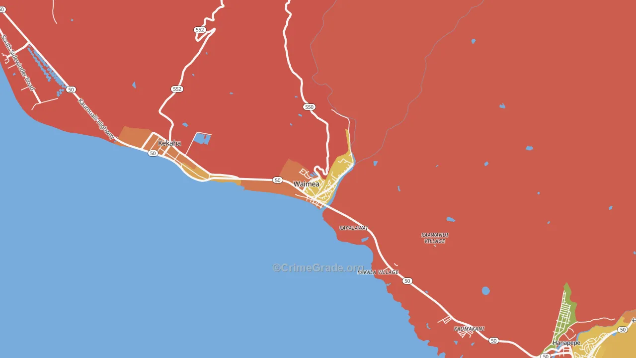 Waimea Kauai, HI Map of Burglary Rates
