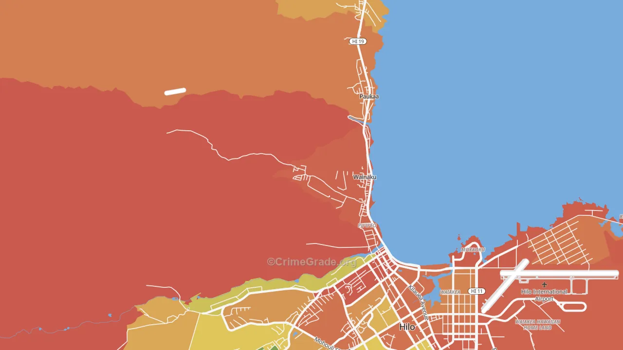 Wainaku, HI Map of Burglary Rates