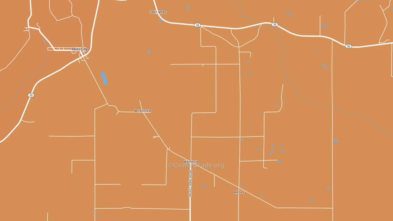 Wainola, MI Map of Burglary Rates