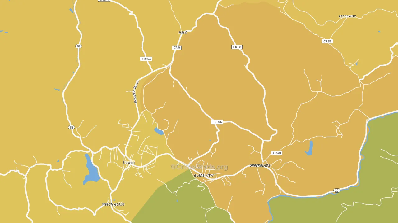 Wainville, WV Map of Burglary Rates