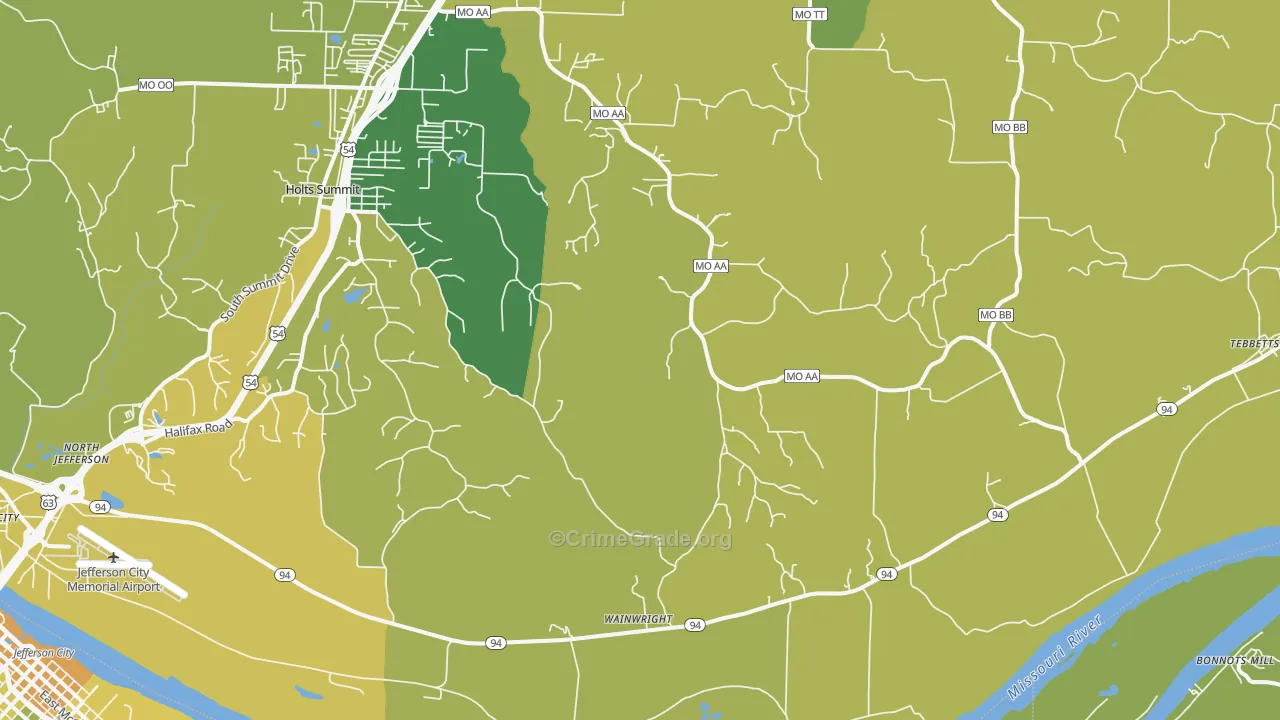 Wainwright, MO Map of Burglary Rates
