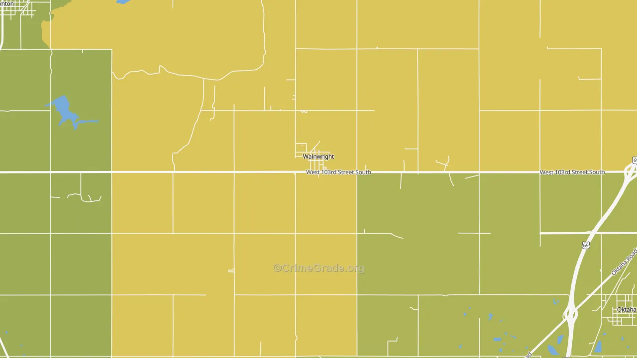 Wainwright, OK Map of Burglary Rates