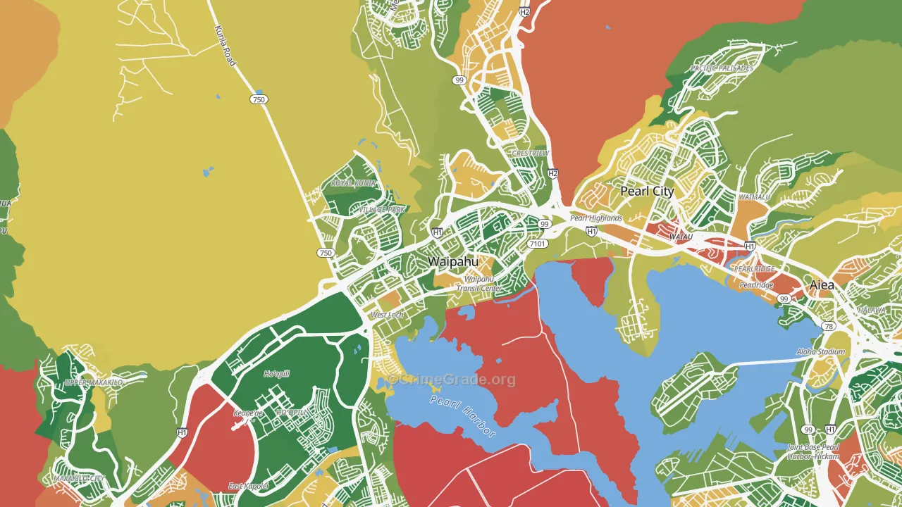 Waipahu, HI Map of Burglary Rates