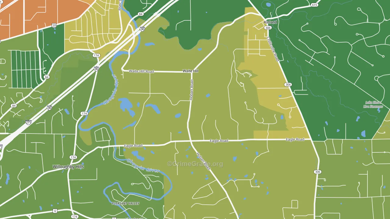 Waite Hill, OH Map of Burglary Rates