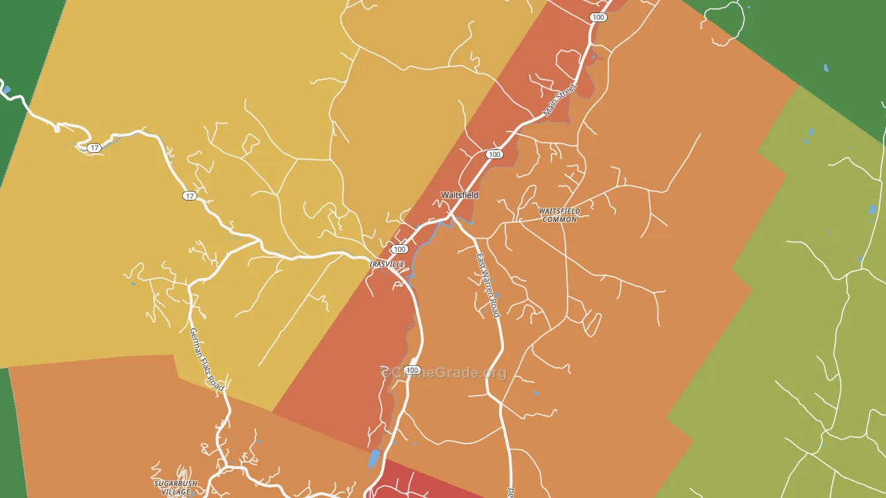 Waitsfield, VT Map of Burglary Rates