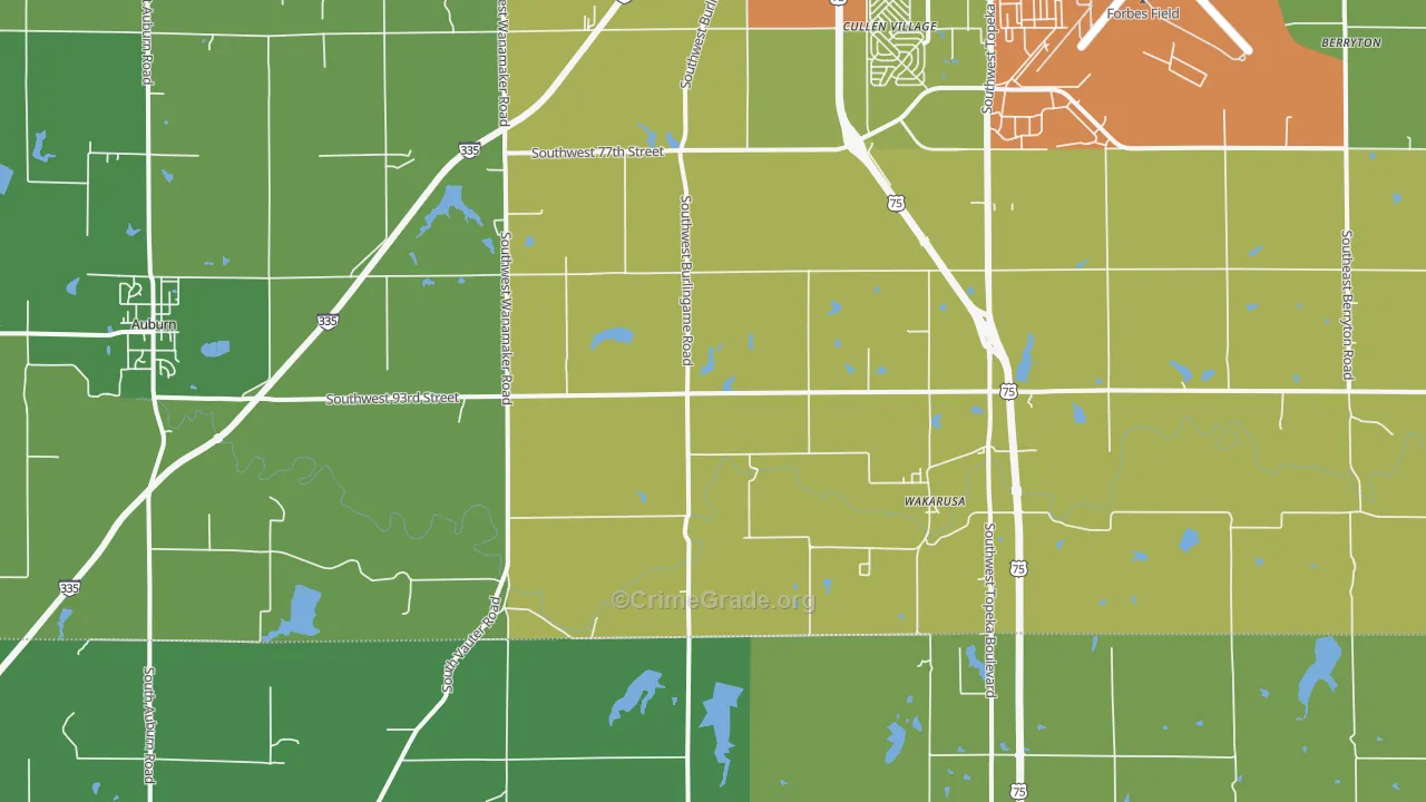 Wakarusa, KS Map of Burglary Rates