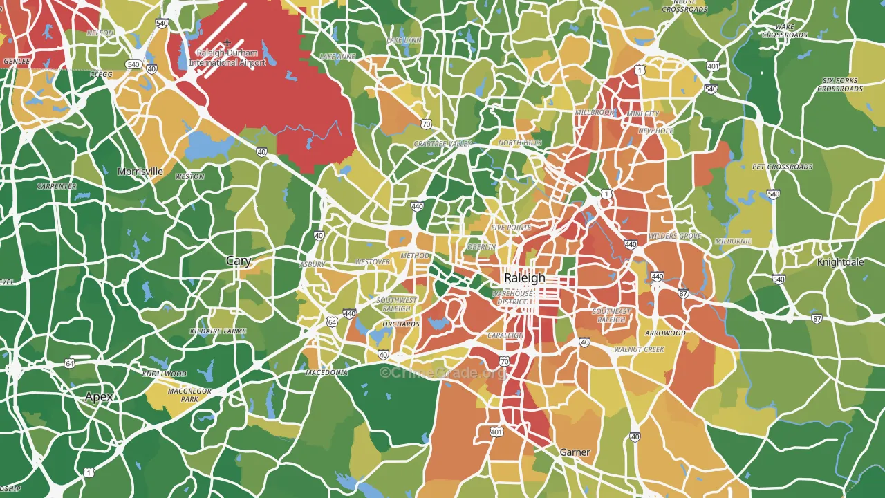 Wake County, NC Map of Burglary Rates