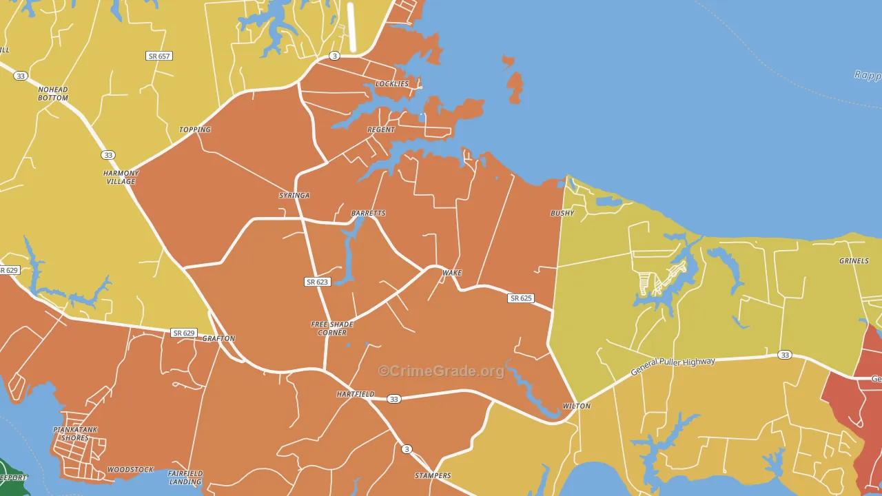Wake, VA Map of Burglary Rates