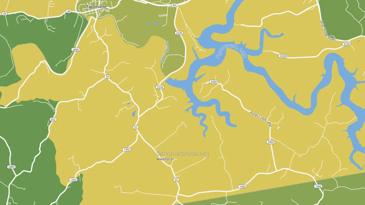 Wakefield, KY Map of Burglary Rates