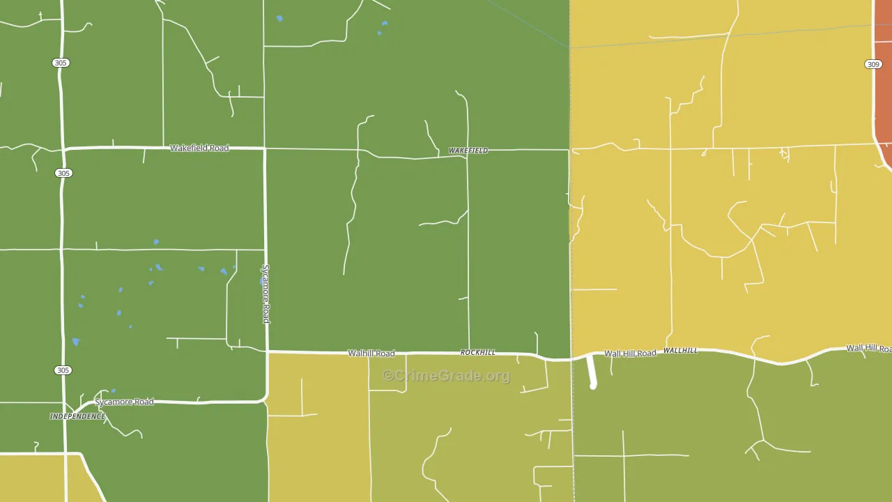 Wakefield, MS Map of Burglary Rates