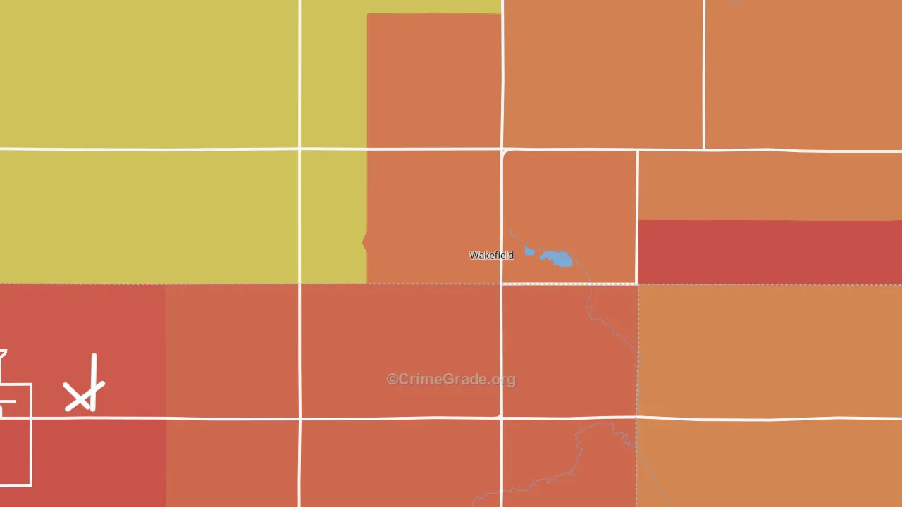 Wakefield, NE Map of Burglary Rates