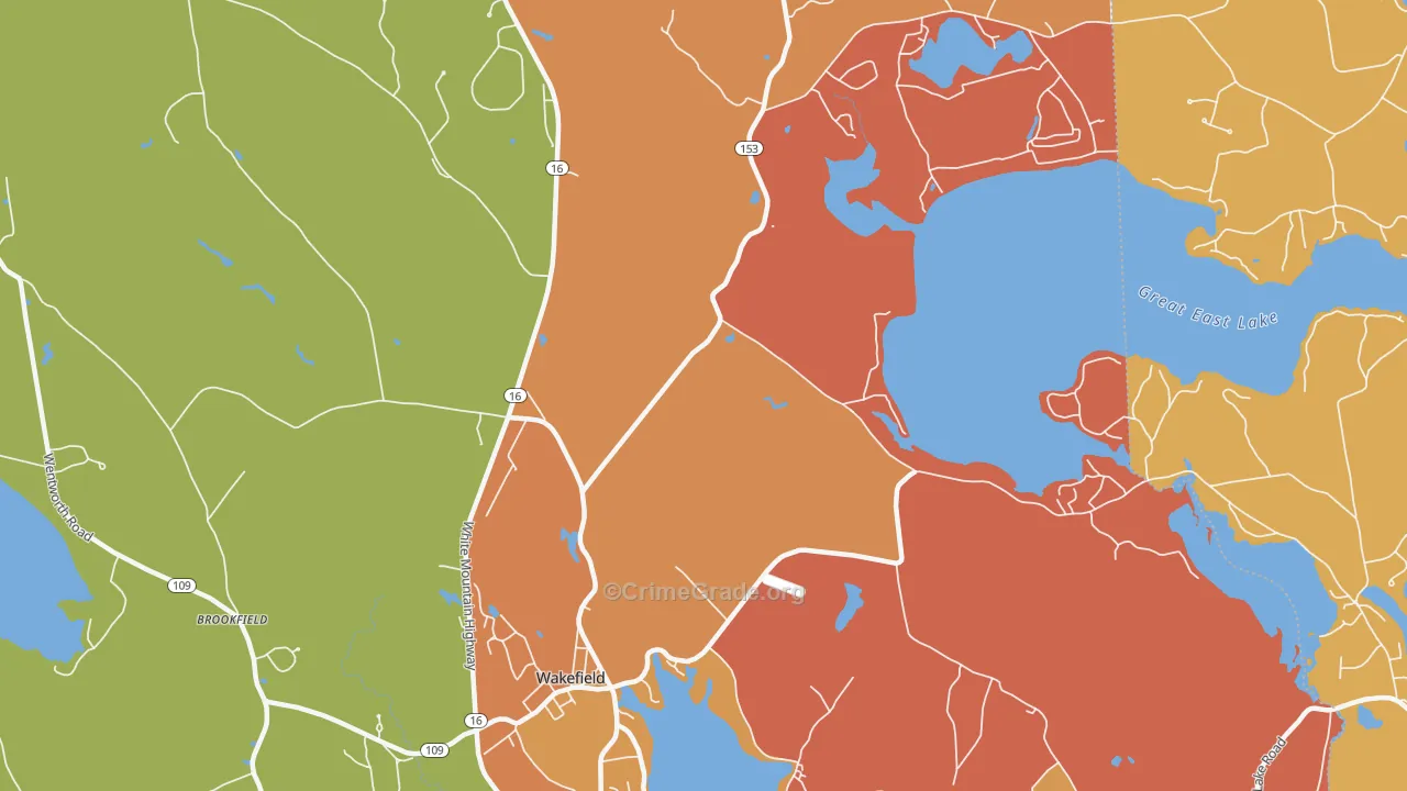 Wakefield, NH Map of Burglary Rates