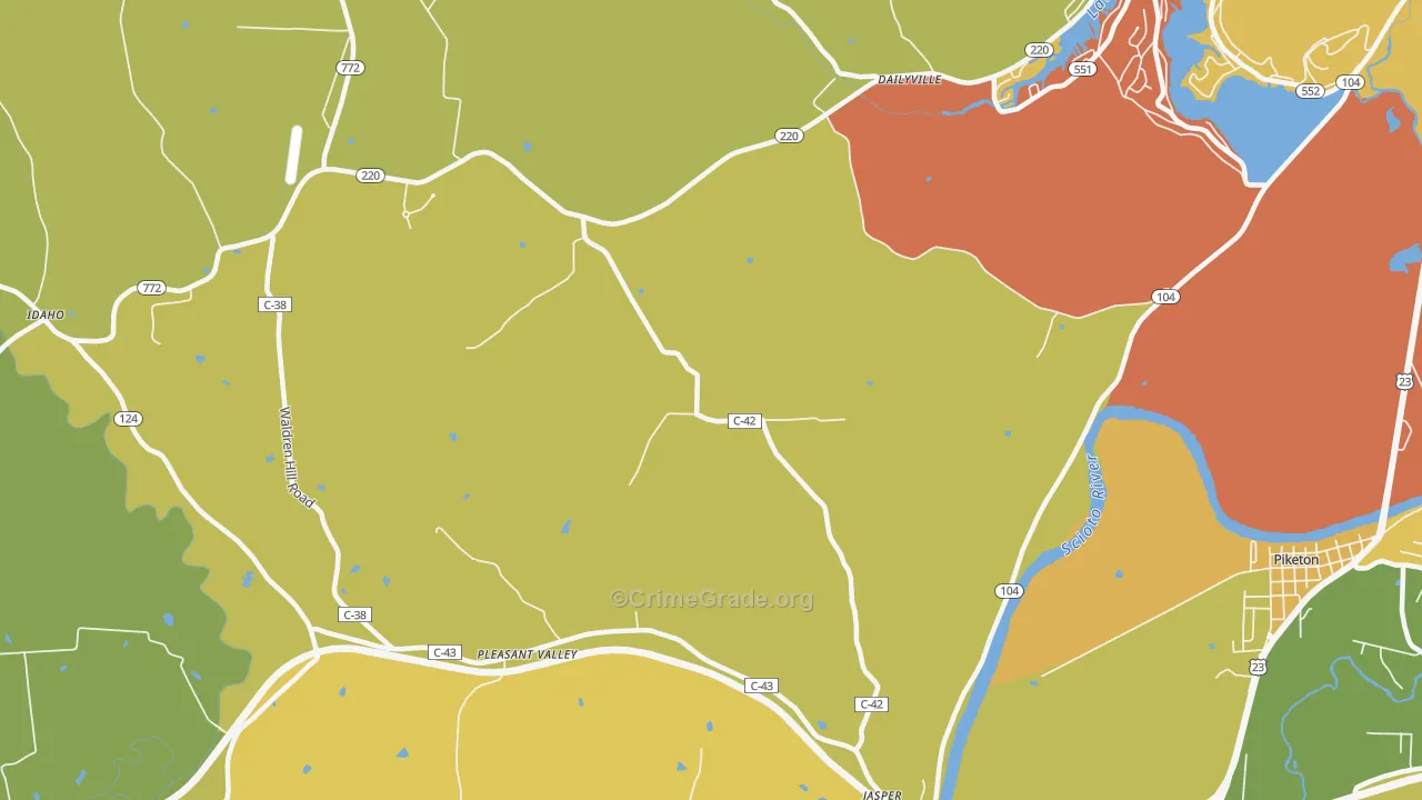 Wakefield, OH Map of Burglary Rates
