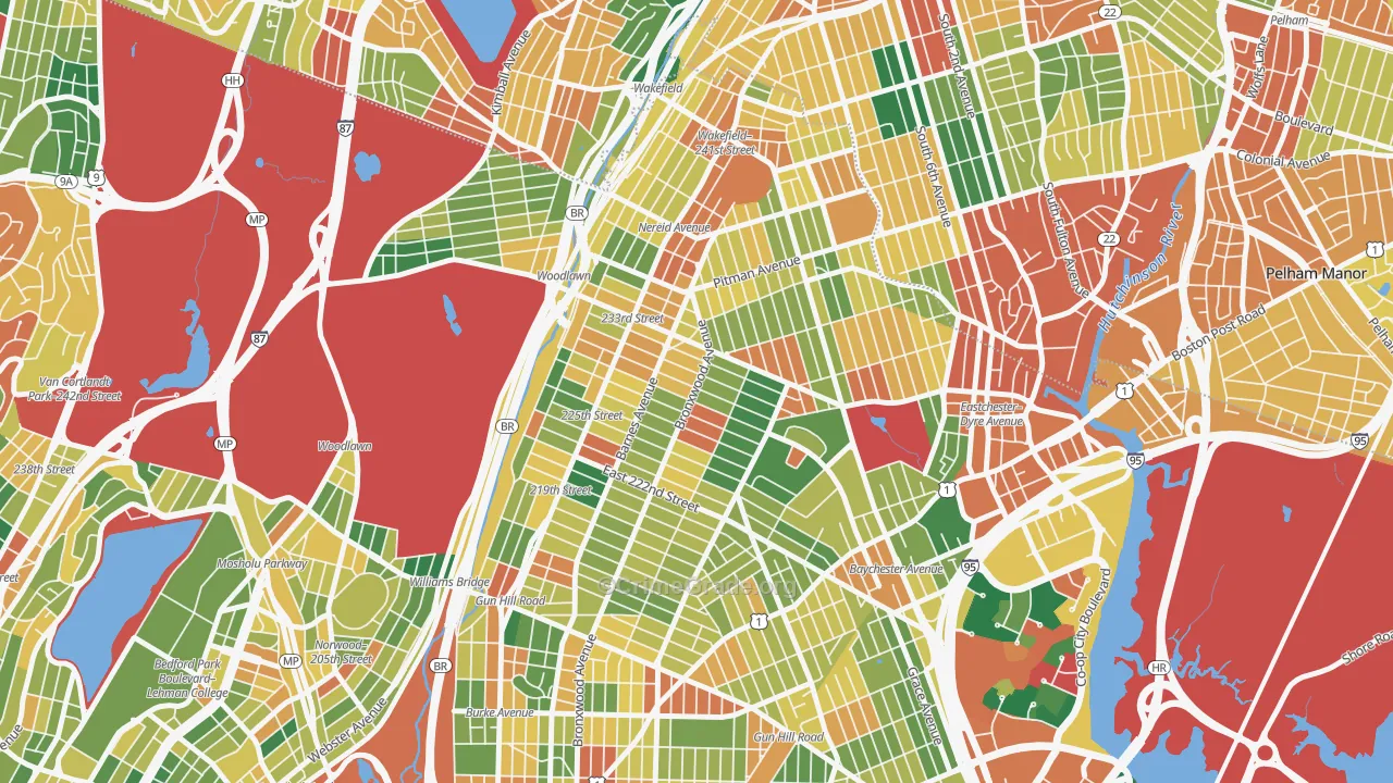 Wakefield-Williamsbridge, Bronx, NY Map of Burglary Rates