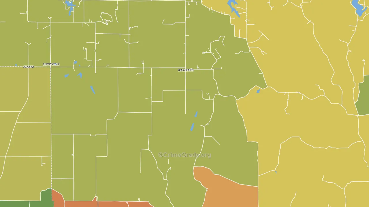 Wakeland, IN Map of Burglary Rates