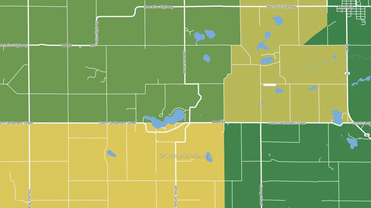 Wakelee, MI Map of Burglary Rates