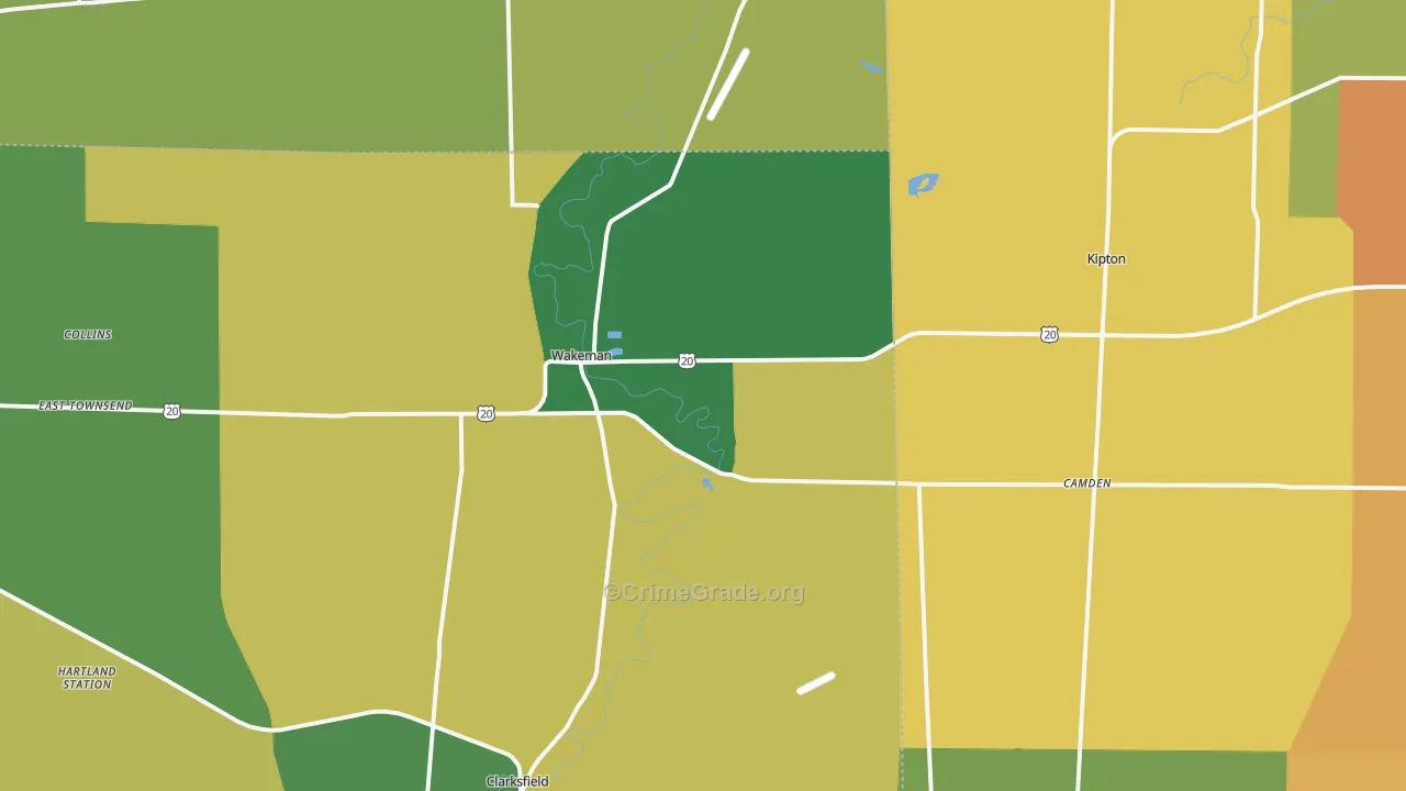 Wakeman, OH Map of Burglary Rates
