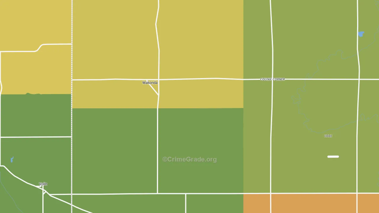 Wakonda, SD Map of Burglary Rates