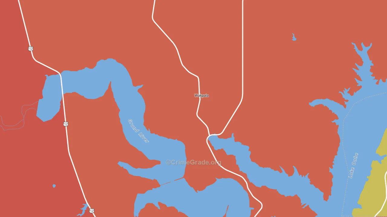 Wakpala, SD Map of Burglary Rates