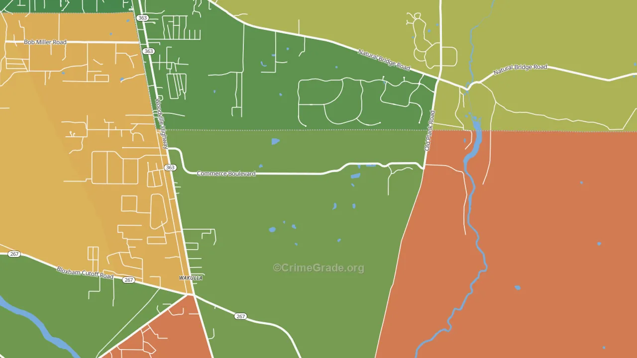 Wakulla, FL Map of Burglary Rates