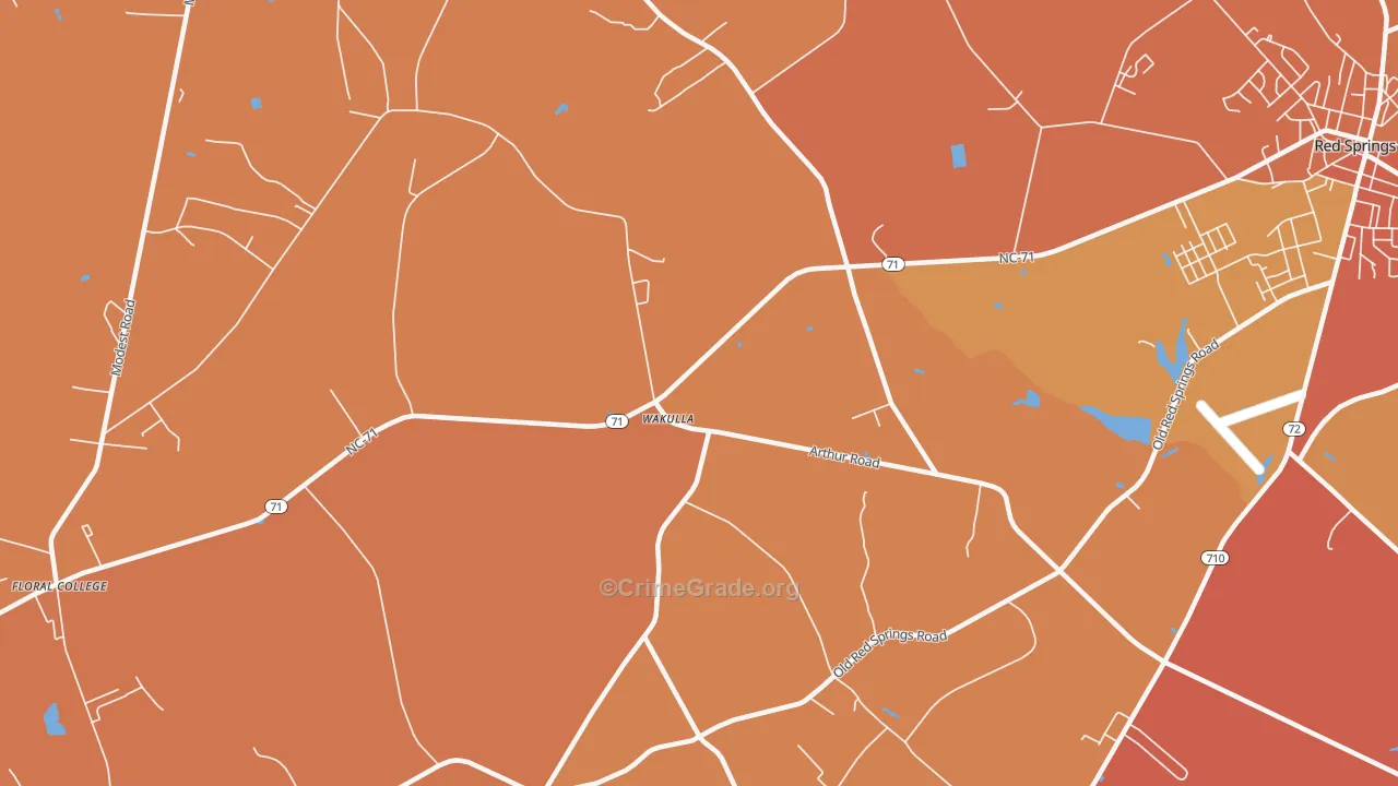 Wakulla, NC Map of Burglary Rates