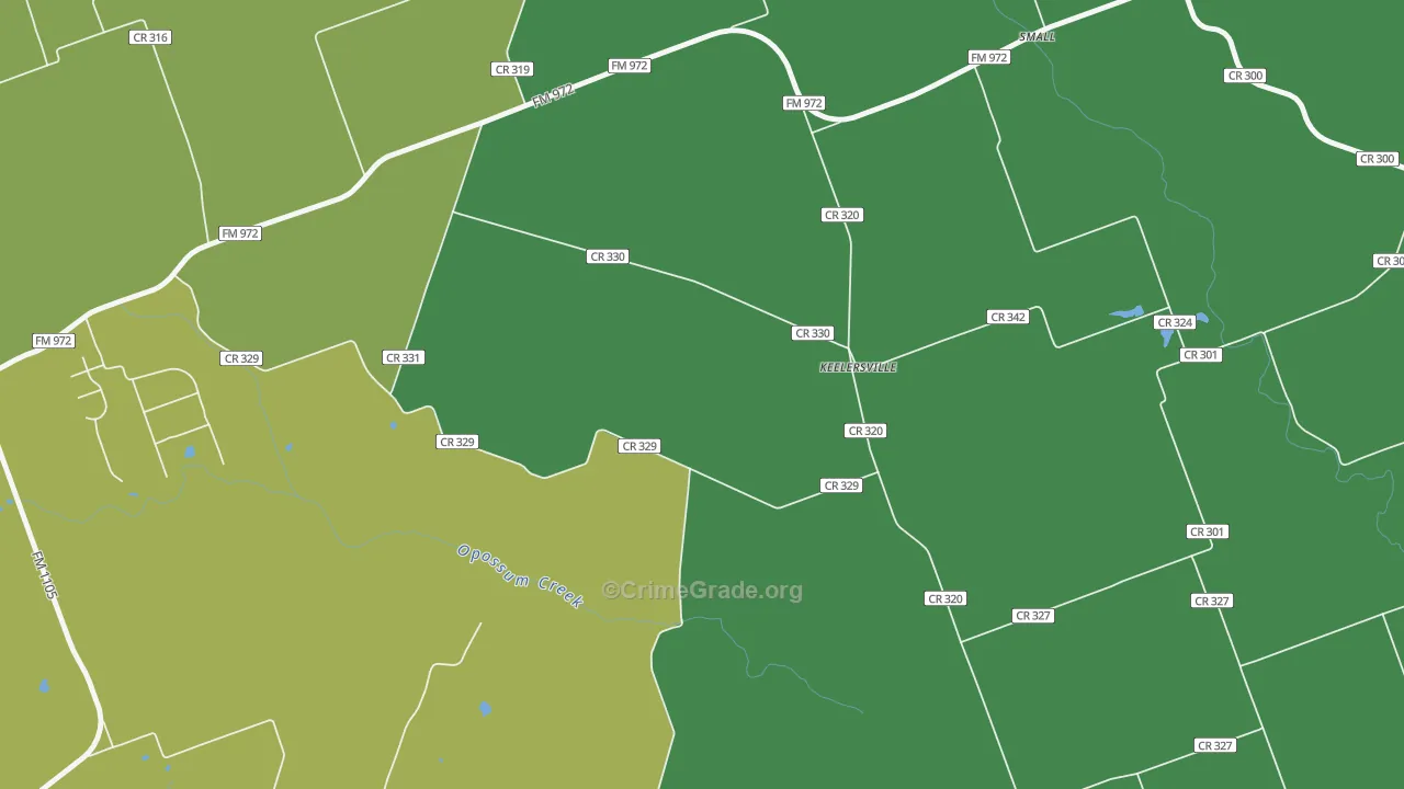 Walburg, TX Map of Burglary Rates