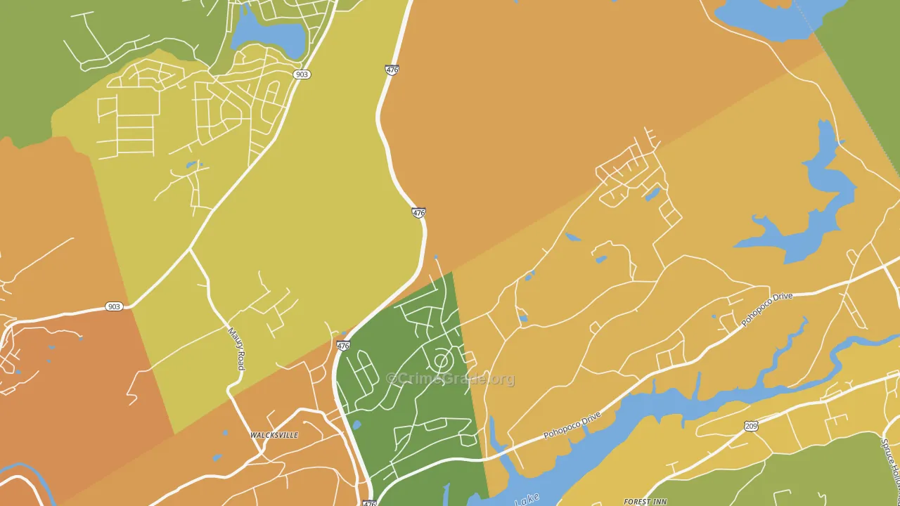 Walcksville, PA Map of Burglary Rates