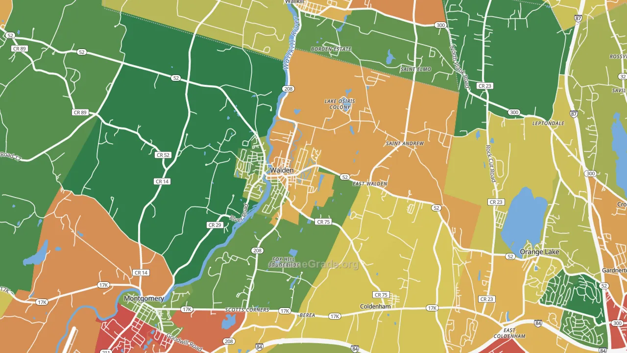 Walden, NY Map of Burglary Rates