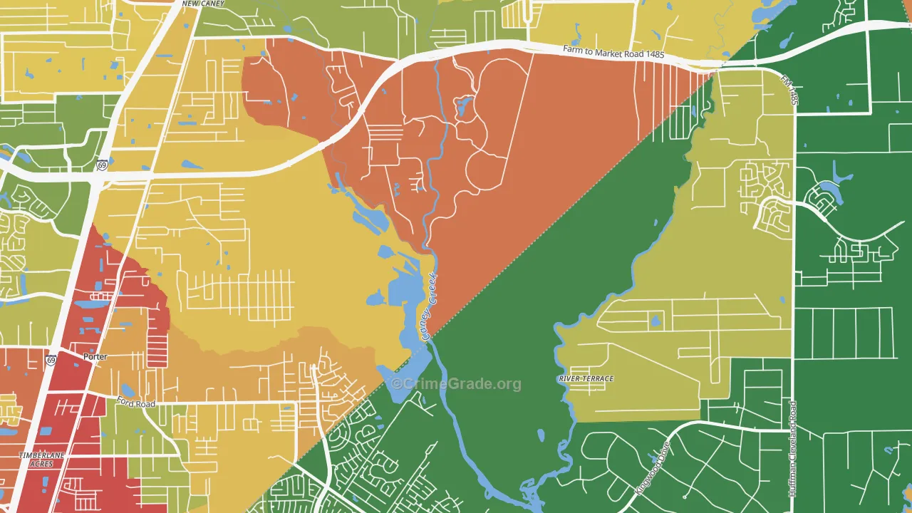 Walden Woods, TX Map of Burglary Rates