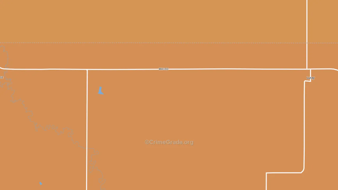 Waldo, KS Map of Burglary Rates